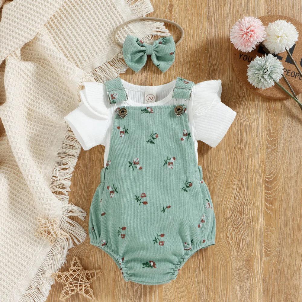 Conjuntinho Infantil Hana Blusa e Jardineira Verde