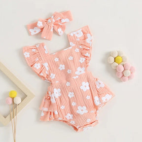 Romper  Infantil Florzinha Lili com Laço Rosa