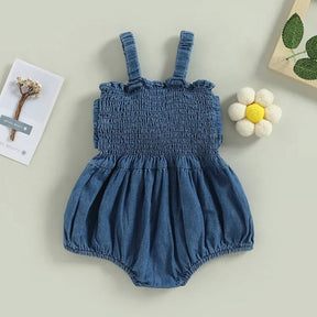 Romperzinho Infantil Pandinha Jeans Azul