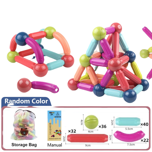 Blocos de Brinquedo Magnéticos – Bolas Magnéticas Educacionais para Criatividade e Concentração