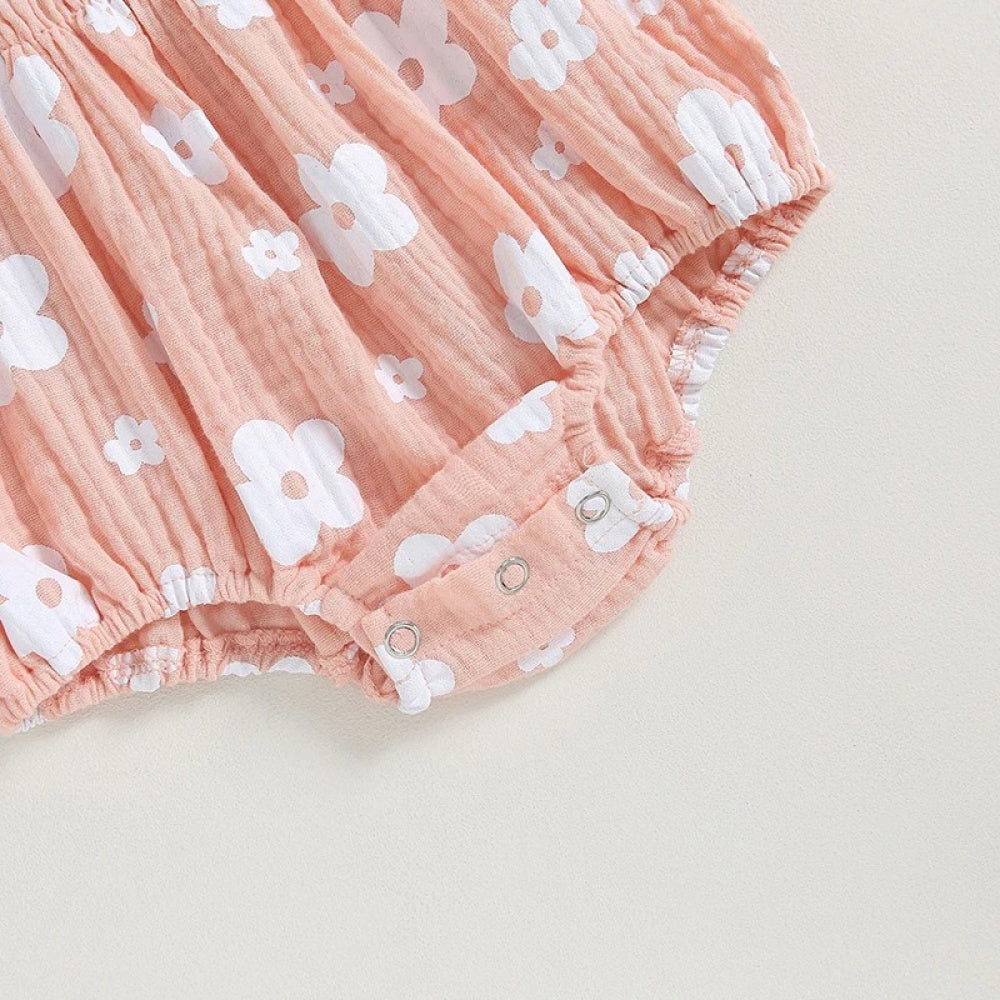 Romper infantil Florzinha Lili Manga Comprida com Laço Rosa