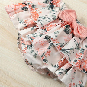 Conjunto Infantil Floral Body e Saia Rosa