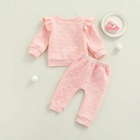 Conjunto Infantil Corações Blusa e Calça Rosa