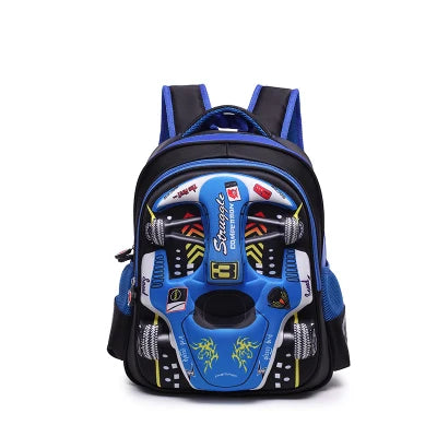 Mochila Escolar Infantil Carro de Corrida 3D