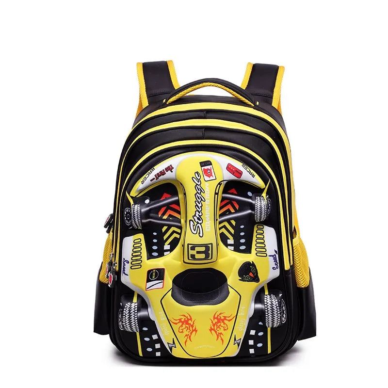 Mochila Escolar Infantil Carro de Corrida 3D