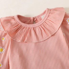 Conjunto Infantil Margaridas Body e Calça Rosa