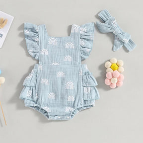 Romper Infantil Arco-Íris Lili com Laço Azul