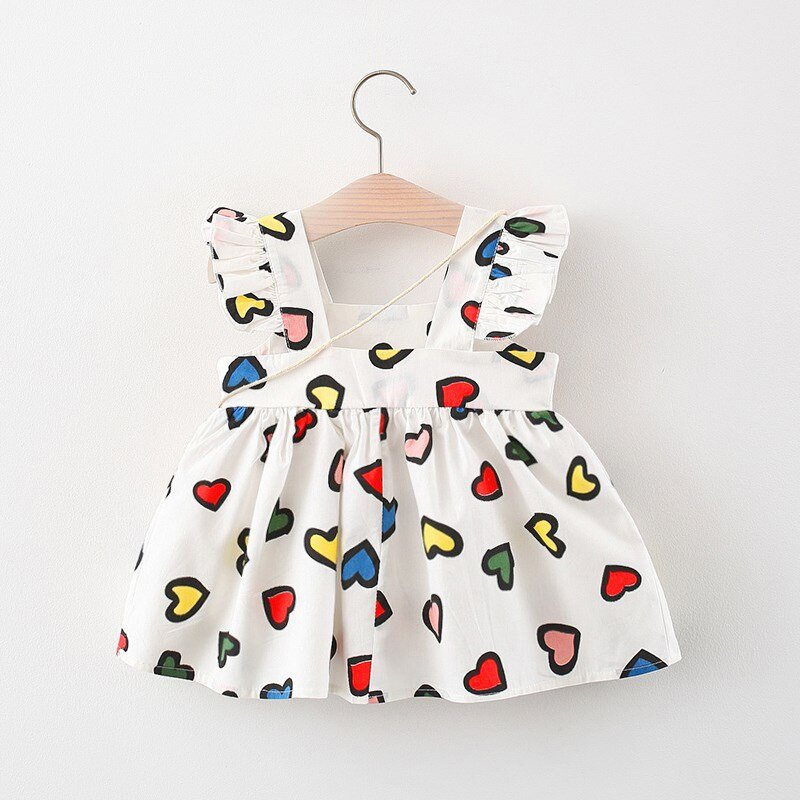 Vestido Infantil Corações Coloridos + Libélula