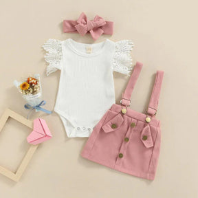 Conjuntinho  Infantil Nina Body e Saia Rosa