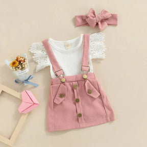 Conjuntinho  Infantil Nina Body e Saia Rosa