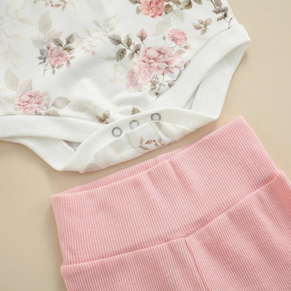 Conjunto Infantil Nina Floral Body e Calça Rosa