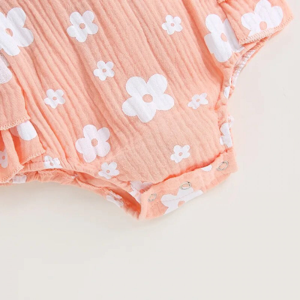 Romper  Infantil Florzinha Lili com Laço Rosa