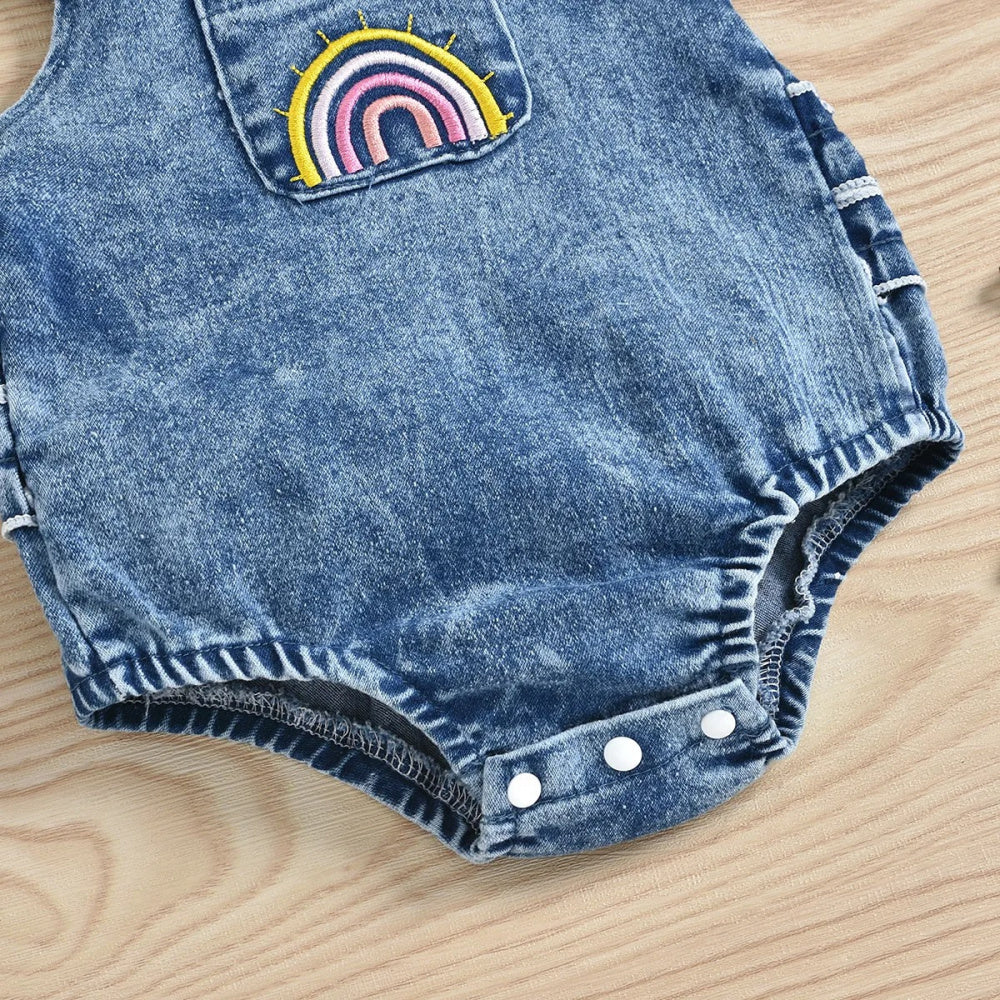 Romperzinho Infantil Jeans Arco-Íris