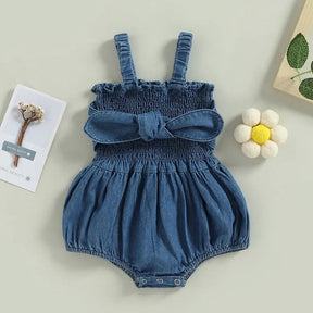 Romperzinho Infantil Pandinha Jeans Azul