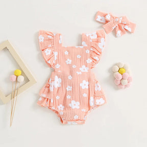 Romper  Infantil Florzinha Lili com Laço Rosa