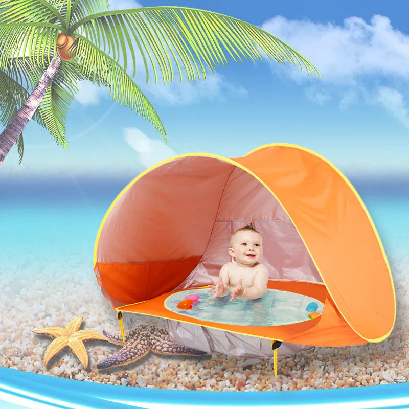 Barraca de Praia com Piscina Portátil para Bebê BabyBeach | Proteção UV 50 + UPF