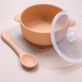 Bowl de Silicone Redondo com Tampa e Colher MimoBaby | Introdução Alimentar | Livre de BPA