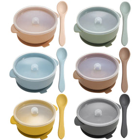 Bowl de Silicone Redondo com Tampa e Colher MimoBaby | Introdução Alimentar | Livre de BPA