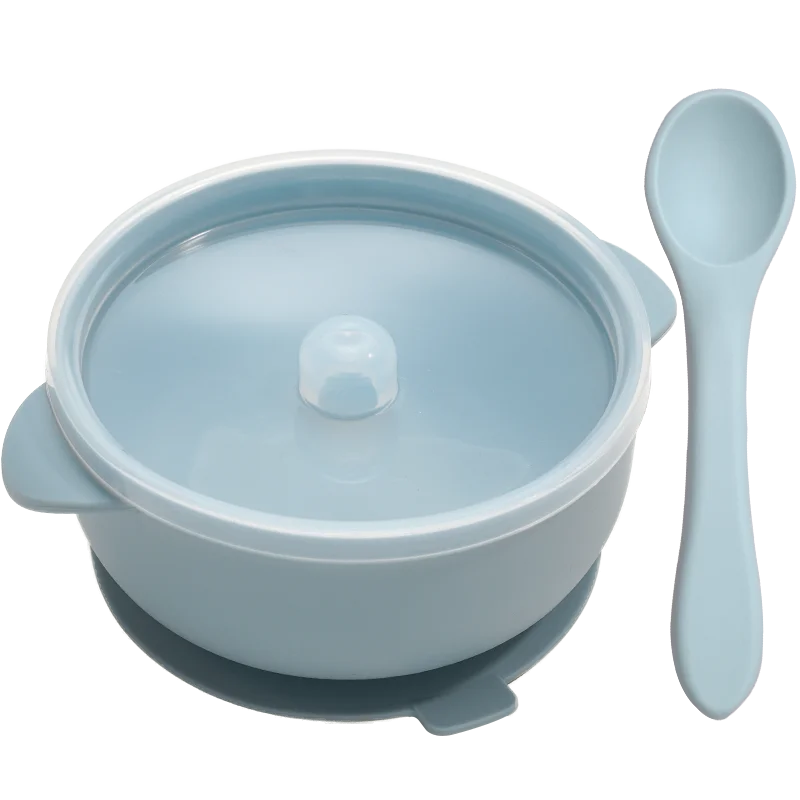 Bowl de Silicone Redondo com Tampa e Colher MimoBaby | Introdução Alimentar | Livre de BPA