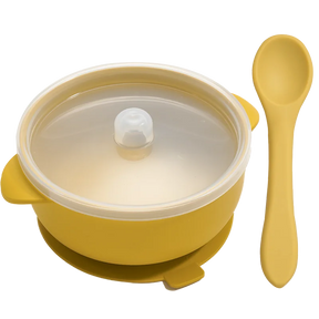 Bowl de Silicone Redondo com Tampa e Colher MimoBaby | Introdução Alimentar | Livre de BPA