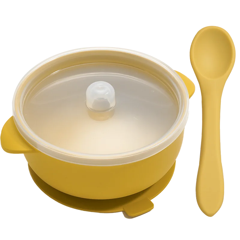 Bowl de Silicone Redondo com Tampa e Colher MimoBaby | Introdução Alimentar | Livre de BPA