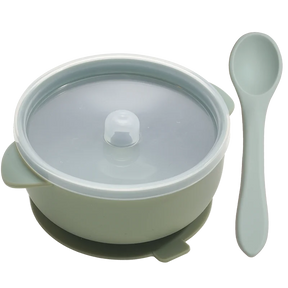 Bowl de Silicone Redondo com Tampa e Colher MimoBaby | Introdução Alimentar | Livre de BPA