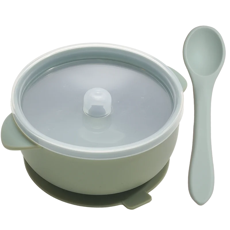 Bowl de Silicone Redondo com Tampa e Colher MimoBaby | Introdução Alimentar | Livre de BPA