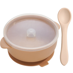 Bowl de Silicone Redondo com Tampa e Colher MimoBaby | Introdução Alimentar | Livre de BPA