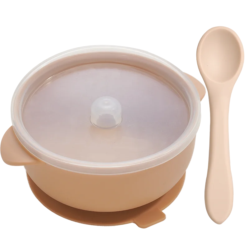 Bowl de Silicone Redondo com Tampa e Colher MimoBaby | Introdução Alimentar | Livre de BPA