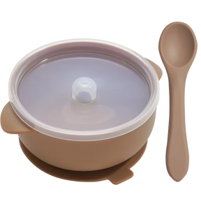 Bowl de Silicone Redondo com Tampa e Colher MimoBaby | Introdução Alimentar | Livre de BPA