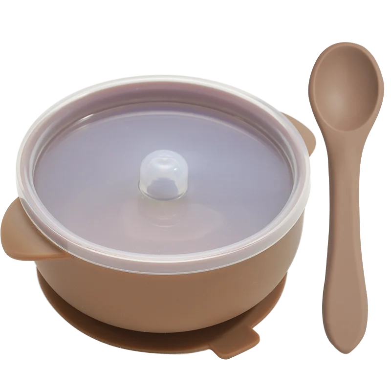 Bowl de Silicone Redondo com Tampa e Colher MimoBaby | Introdução Alimentar | Livre de BPA