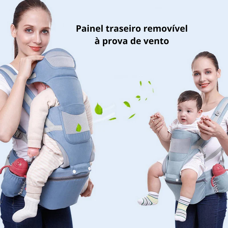 Mochila Canguru para Carregar Bebê BabyBag 5 Níveis de Altura | 3 Modos com +15 Posições para Carregar o Bebê