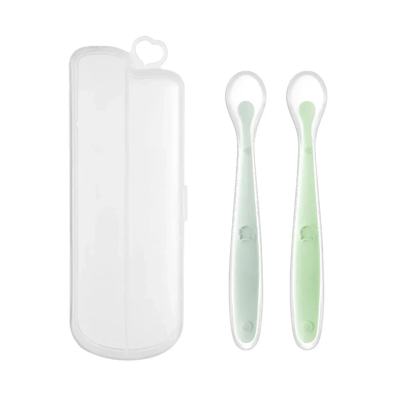 Kit 2 Colheres de Silicone Infantil ForBaby | Flexível, Resistente e Não Machuca