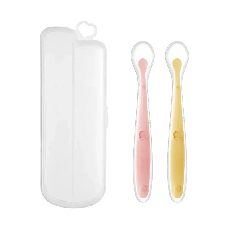 Kit 2 Colheres de Silicone Infantil ForBaby | Flexível, Resistente e Não Machuca