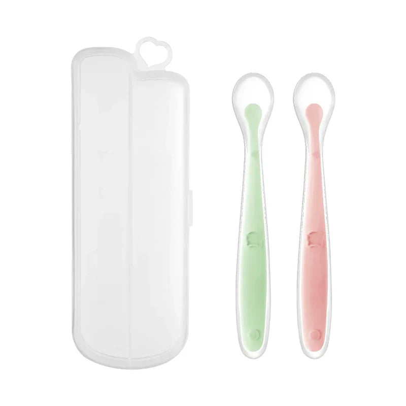 Kit 2 Colheres de Silicone Infantil ForBaby | Flexível, Resistente e Não Machuca