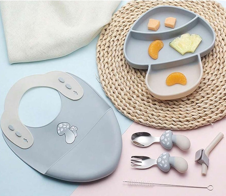 Kit Introdução Alimentar de Silicone Cogumelo DearBaby | 5 Peças