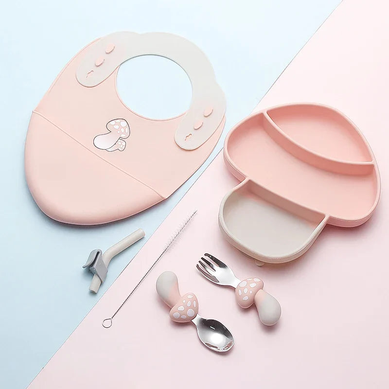 Kit Introdução Alimentar de Silicone Cogumelo DearBaby | 5 Peças