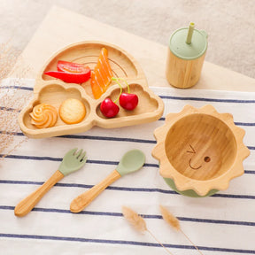 Kit Introdução Alimentar em Bambu e Ventosa Bambini | 5 Peças