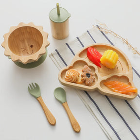 Kit Introdução Alimentar em Bambu e Ventosa Bambini | 5 Peças