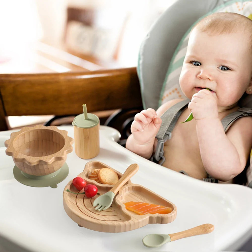 Kit Introdução Alimentar em Bambu e Ventosa Bambini | 5 Peças