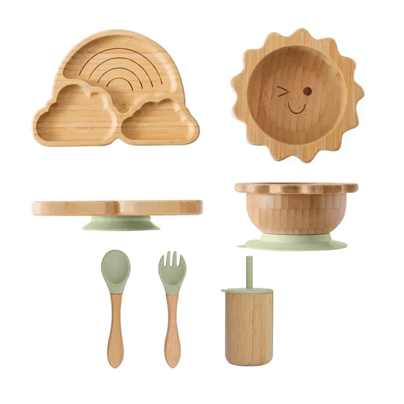 Kit Introdução Alimentar em Bambu e Ventosa Bambini | 5 Peças