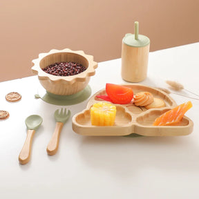 Kit Introdução Alimentar em Bambu e Ventosa Bambini | 5 Peças