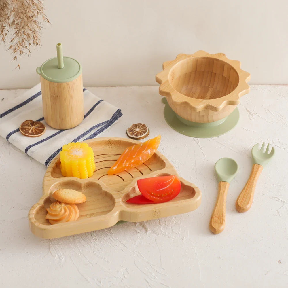 Kit Introdução Alimentar em Bambu e Ventosa Bambini | 5 Peças