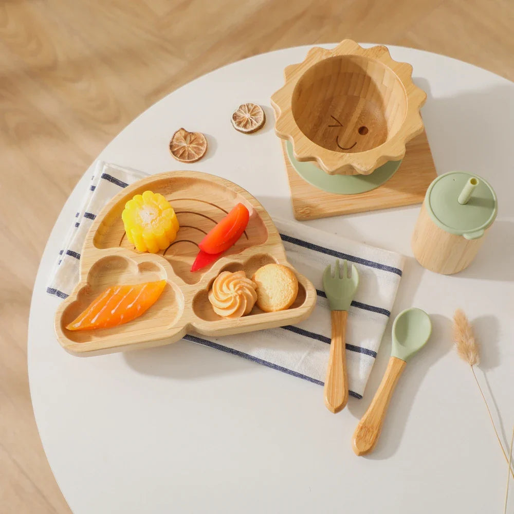 Kit Introdução Alimentar em Bambu e Ventosa Bambini | 5 Peças