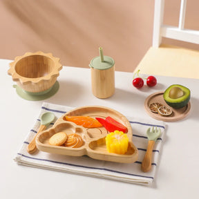 Kit Introdução Alimentar em Bambu e Ventosa Bambini | 5 Peças