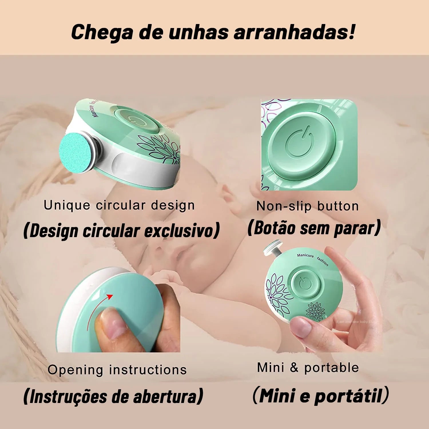 Lixador de Unhas Elétrico para Bebês e Crianças CareBaby + Brinde Especial Para os Pais