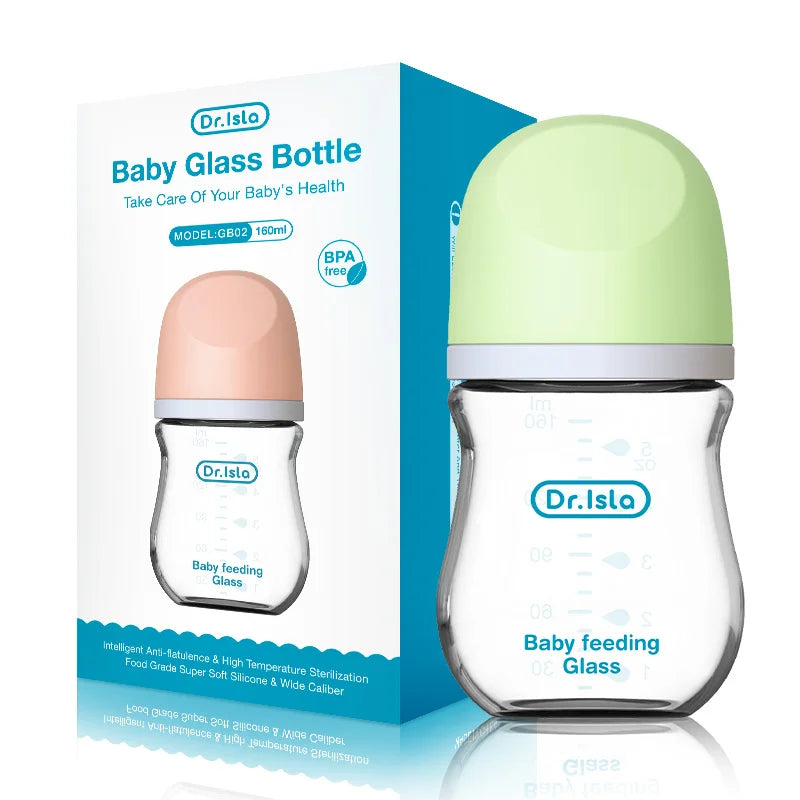 Mamadeira de Vidro Anti-flatulência para Bebê 90/160ml BabyCare | Livre de BPA