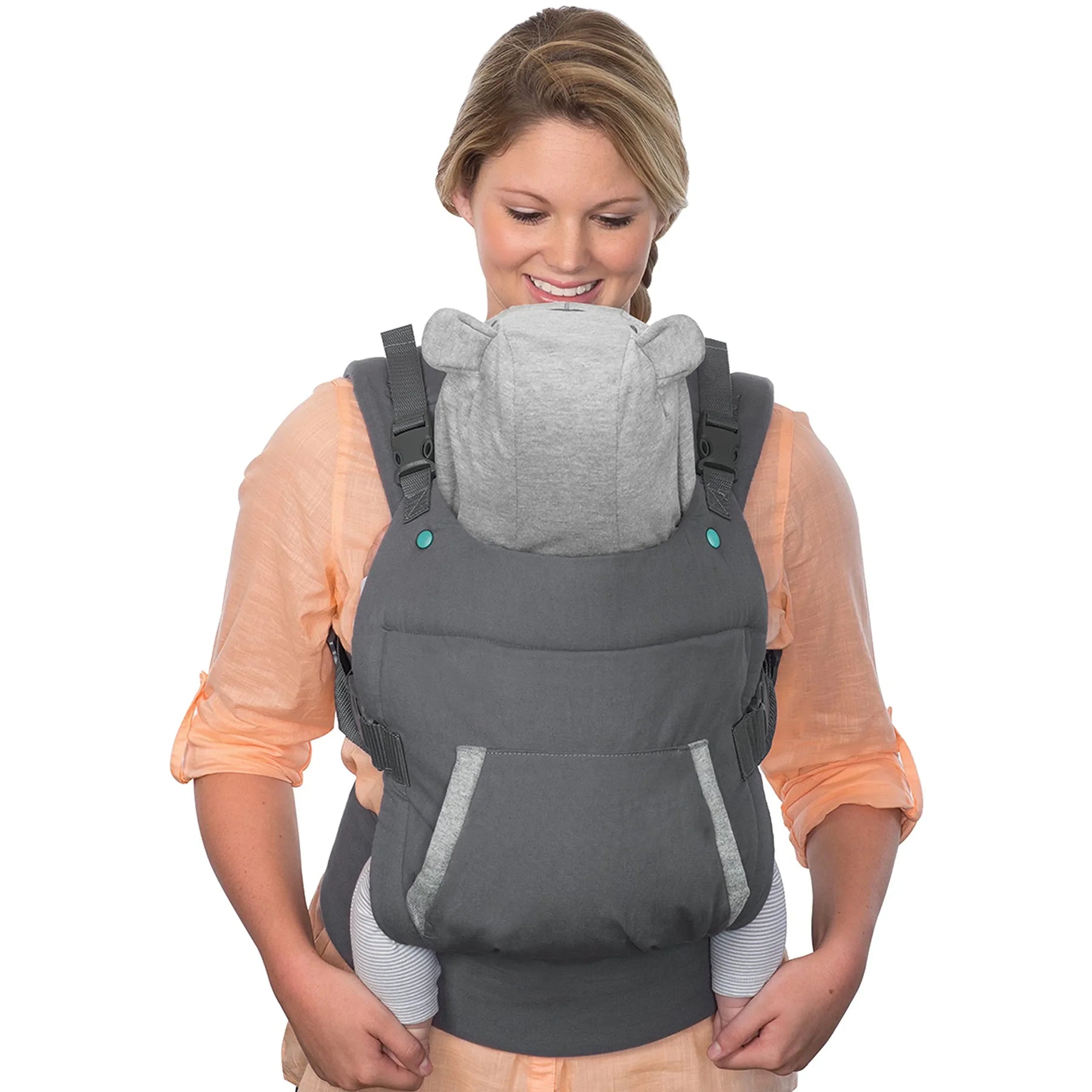 Mochila Canguru Para Carregar Bebê com Capuz de Ursinho de Pelúcia - Cuddlebag