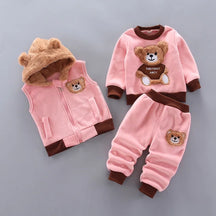 Conjunto de Frio Infantil Italia - Cinza com Marrom Escuro