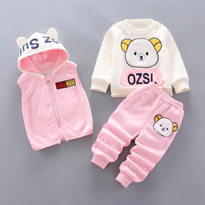 Conjunto de Frio Infantil Italia - Cinza com Urso Grande